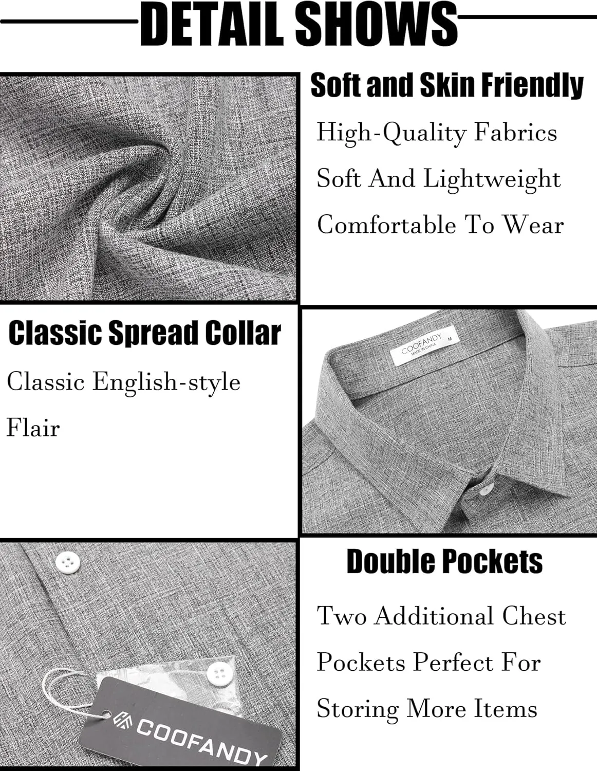 COOFANDY Men's Linen Shirt Beach Summer Short Sleeve Button Down Casual Shirts