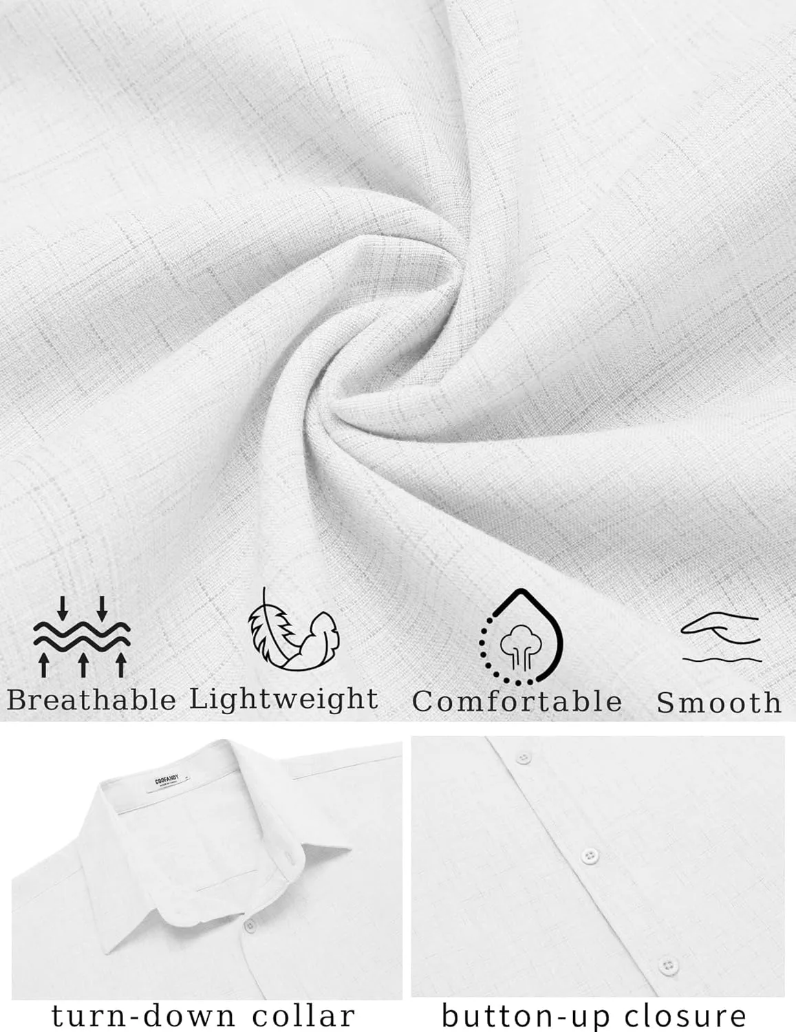 COOFANDY Mens Linen Shirt Casual Short Sleeve Button Down Shirt Summer Beach Vacation Wedding Wear