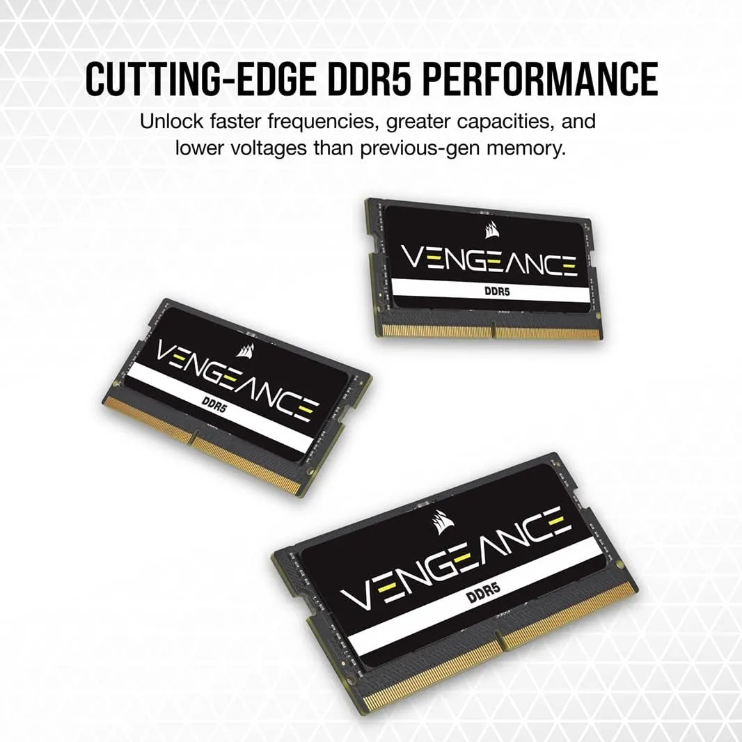 CORSAIR Vengeance SODIMM DDR5 RAM 32GB (1x32GB) 5600MHz CL48 Intel XMP iCUE Compatible Computer Memory - Black (CMSX32GX5M1A5600C48)