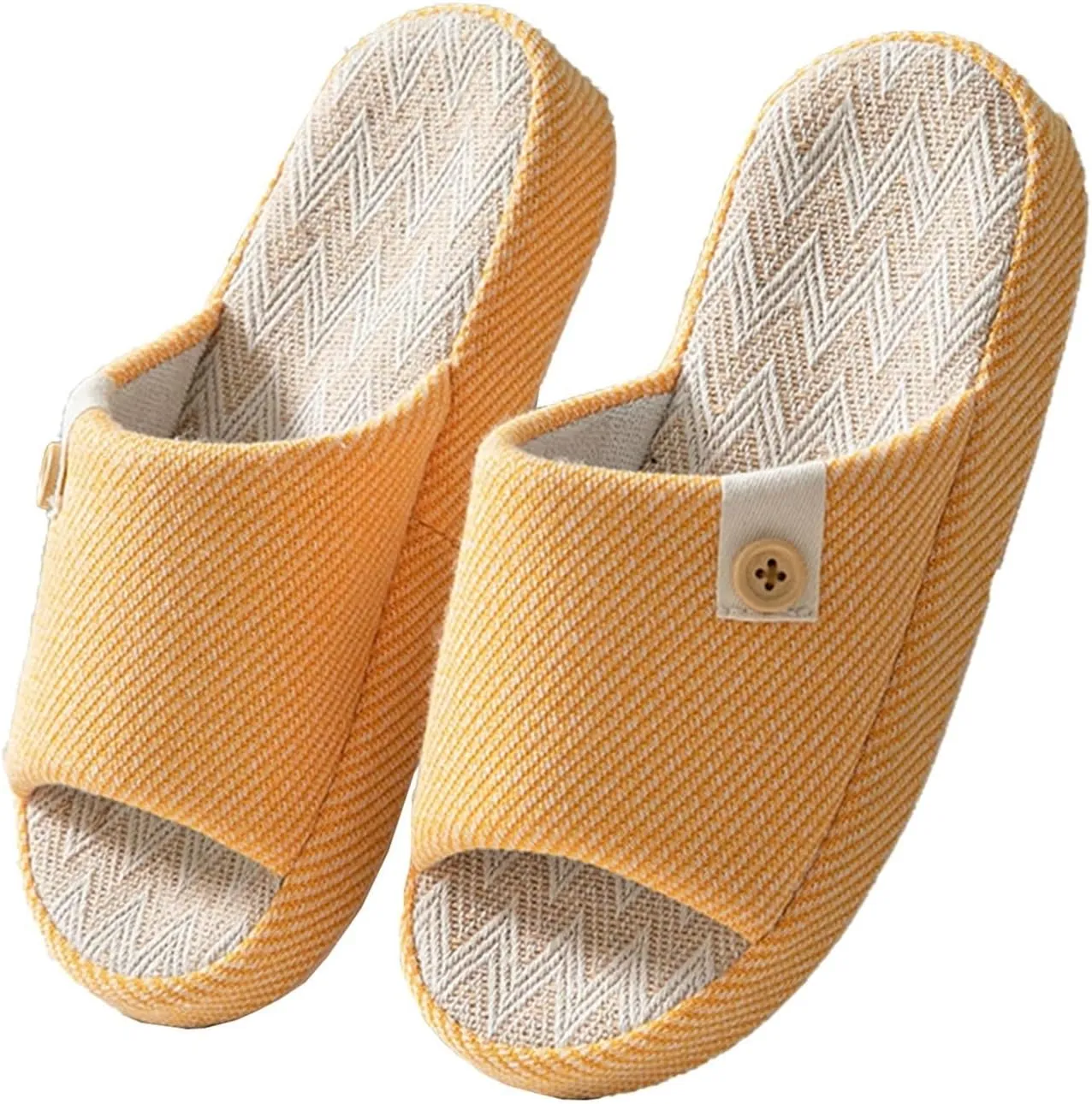 Cotton and Linen Shoes,Women House Slippers Mens Bedroom Indoor Shoes Fall Memory Foam Open-Toe Home Shoes Slid Flax Soft Non-Slip Shoes
