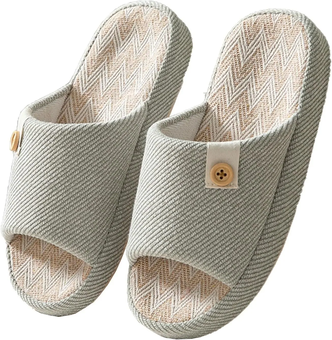 Cotton and Linen Shoes,Women House Slippers Mens Bedroom Indoor Shoes Fall Memory Foam Open-Toe Home Shoes Slid Flax Soft Non-Slip Shoes