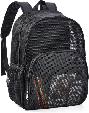 COVAX Mesh Backpack for School, Heavy Duty Mesh Bookbag, Semi-Transparent Back Pack for Beach, Swimming, Sports, Work, Travel
