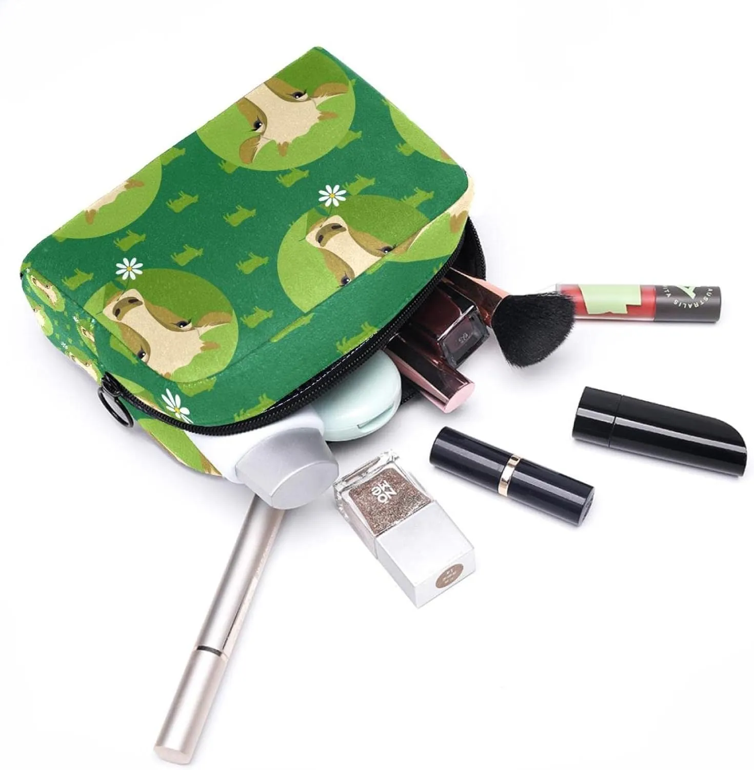 Cow Pattern Flat Small Makeup Bag for Purse, Portable Cosmetic Bag Zipper Makeup Pouch for Women, Stationery, Toiletries, Travel Accessories
