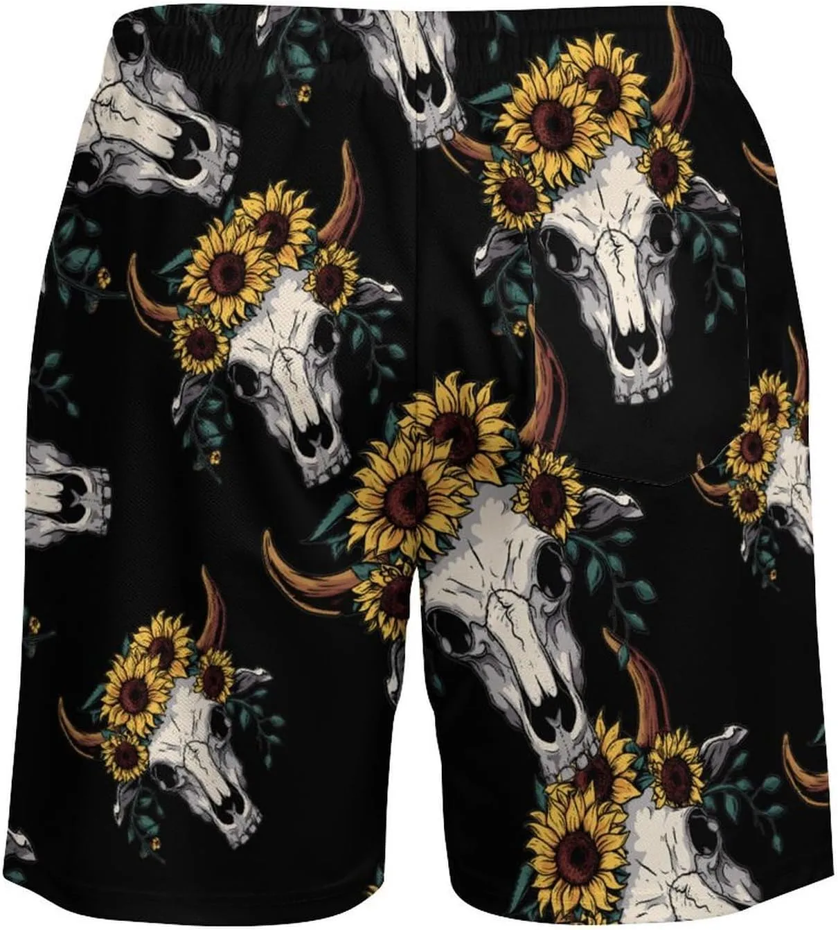 Cow Skull Men's Swim Trunks Quick Dry Board Shorts Swimwear Beach Shorts with Compression Liner