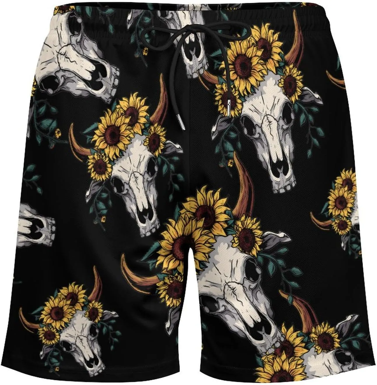 Cow Skull Men's Swim Trunks Quick Dry Board Shorts Swimwear Beach Shorts with Compression Liner