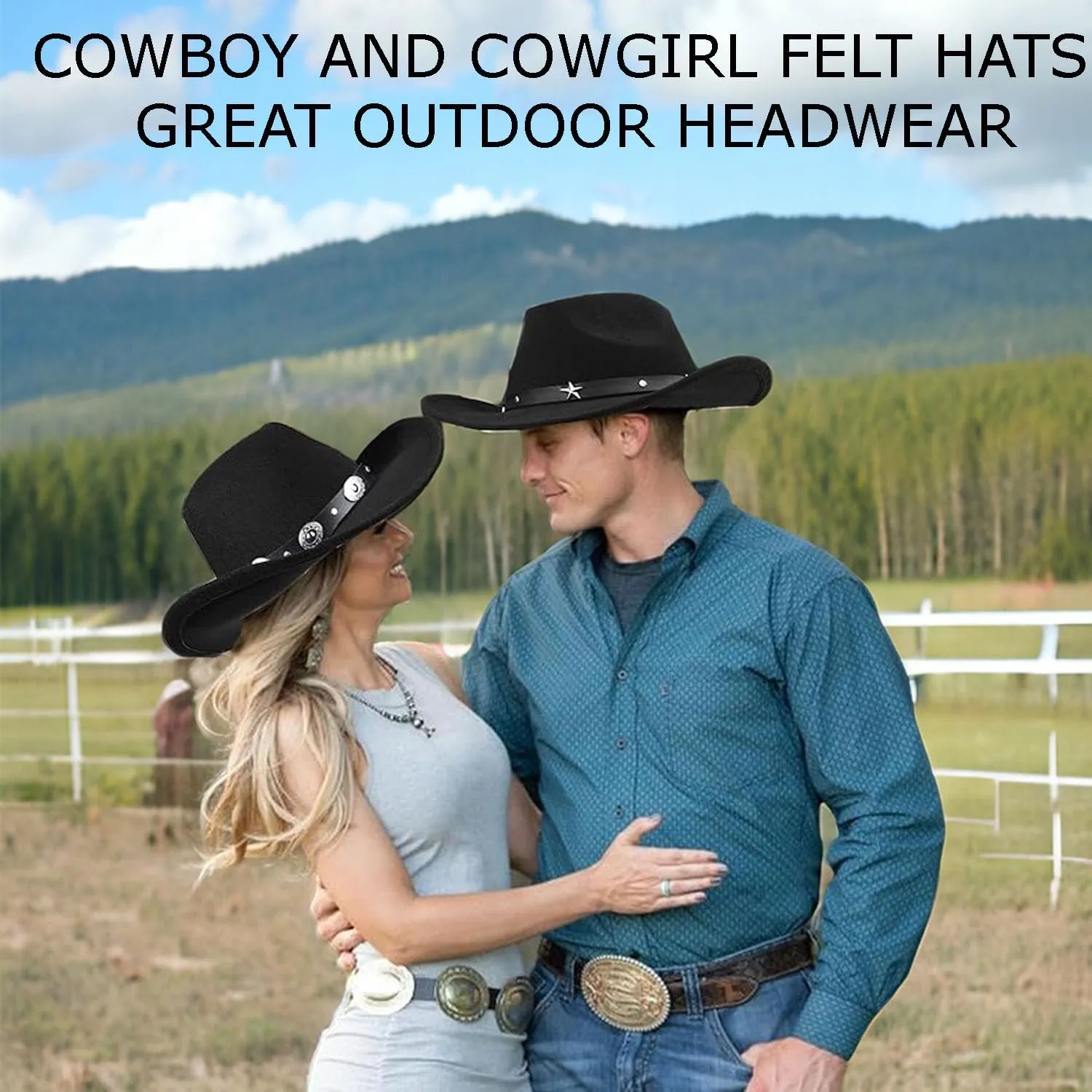 Cowboy Cowgirl Adjustable Men’s Women’s Hats Sun Shield Adult Hat Felt Sombrero Travel Western Outdoor