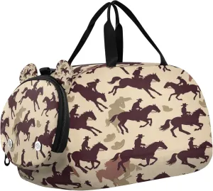 Cowboy Kids Overnight Sports Duffel Bags with Shoe Compartment & Wet Pocket Travel Sport Gym Bag for Girls Boys