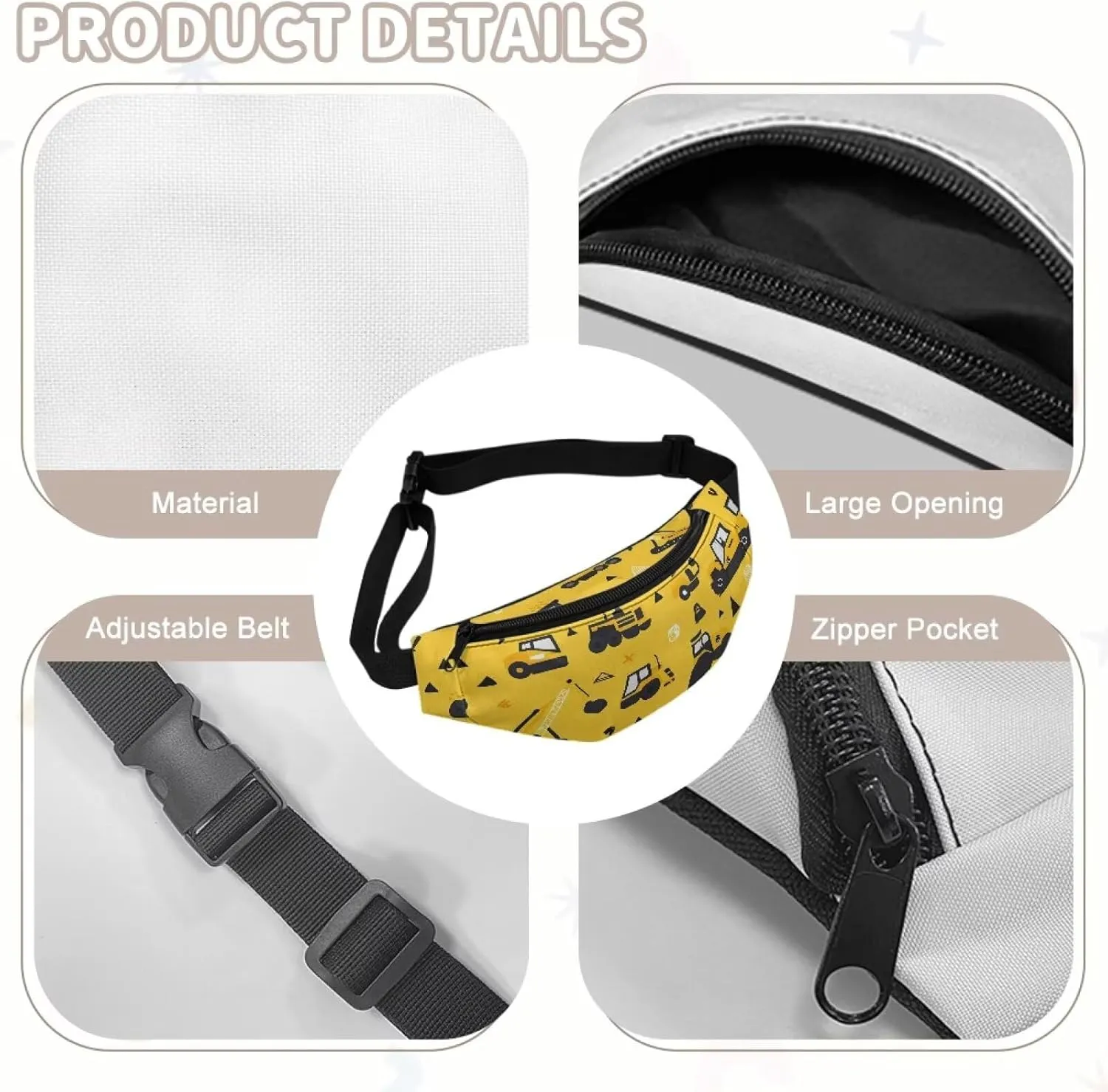 Cozeyat Cartoon Car Kids Fanny Pack for Boys, Travel Small Waist Bag Crossbody Belt Bag for Little Boys Toddler Cute Fanny Bag