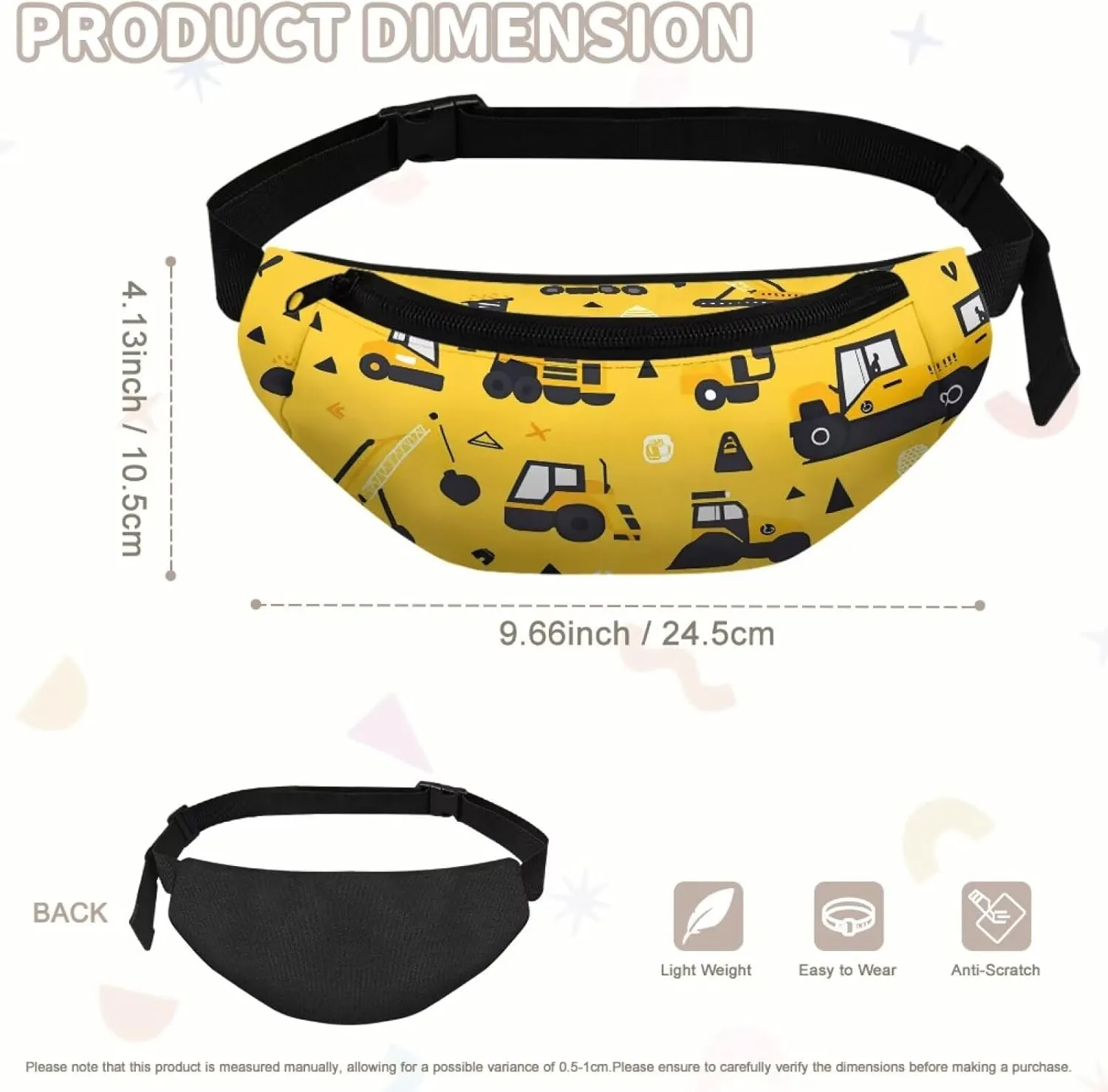 Cozeyat Cartoon Car Kids Fanny Pack for Boys, Travel Small Waist Bag Crossbody Belt Bag for Little Boys Toddler Cute Fanny Bag