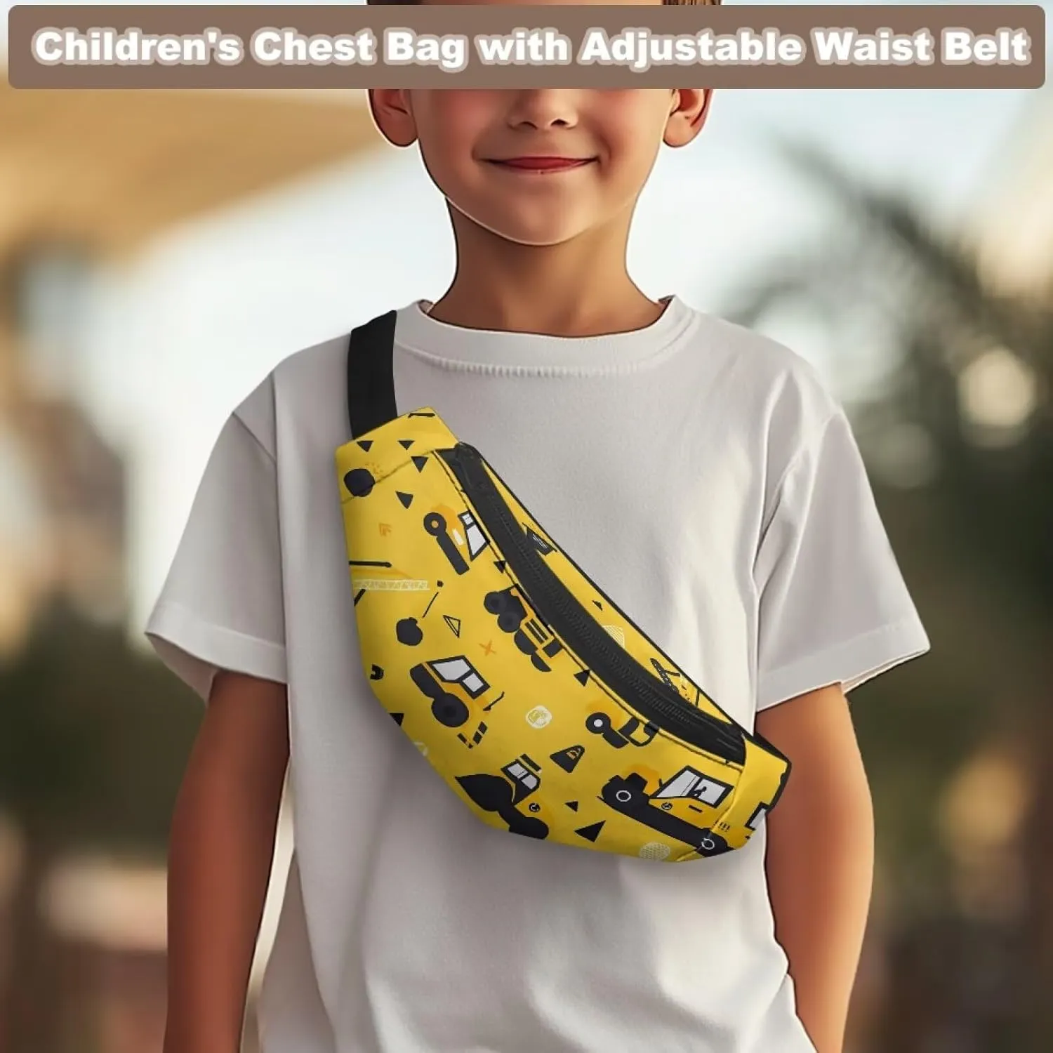 Cozeyat Cartoon Car Kids Fanny Pack for Boys, Travel Small Waist Bag Crossbody Belt Bag for Little Boys Toddler Cute Fanny Bag