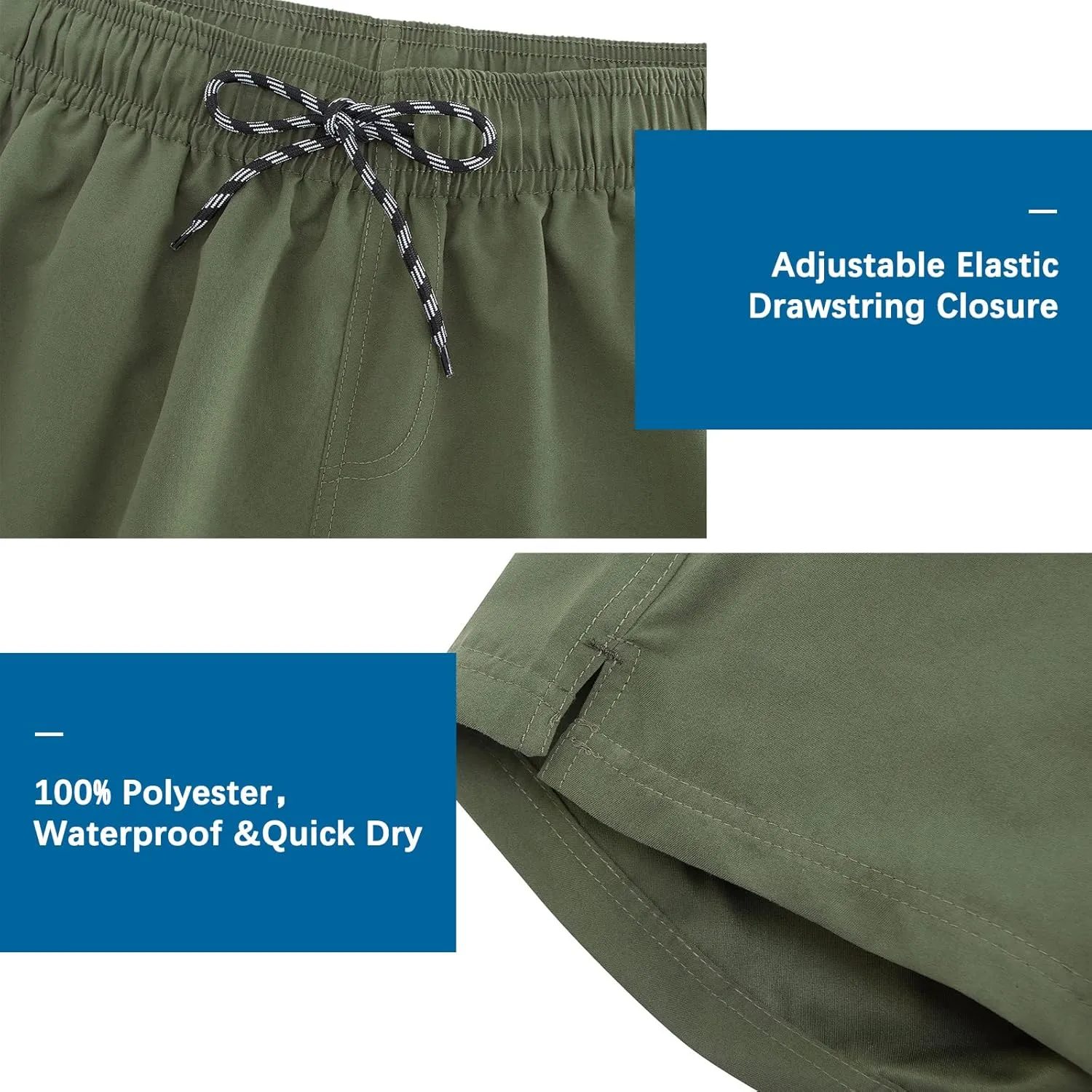 Cozople Mens Swim Trunks Quick Dry Bathing Suit with Compression Liner 5.5" Inseam Anti Chafe Beach Swim Shorts