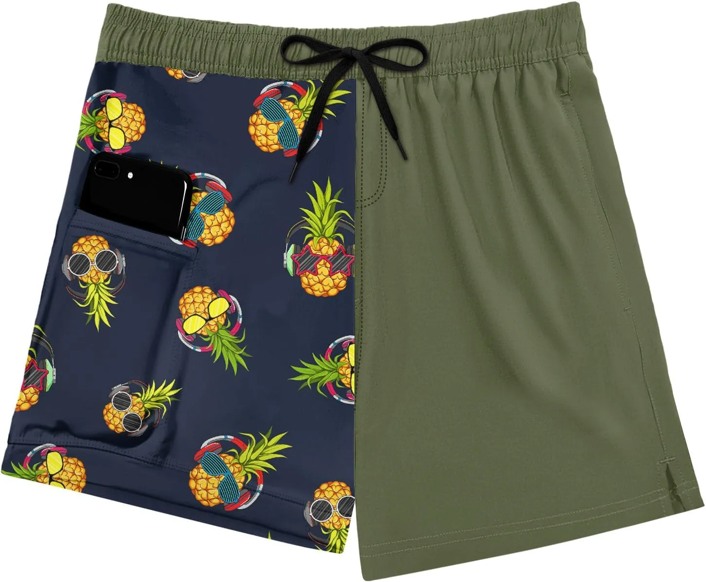 Cozople Mens Swim Trunks Quick Dry Bathing Suit with Compression Liner 5.5" Inseam Anti Chafe Beach Swim Shorts