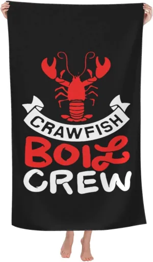 Crawfish Boil Crew Beach Towels Vacation Essentials Quick Dry Sand Free Oversized Bath Pool Swim Towel Extra Large Absorbent Bathroom Towels Adult Travel Accessories