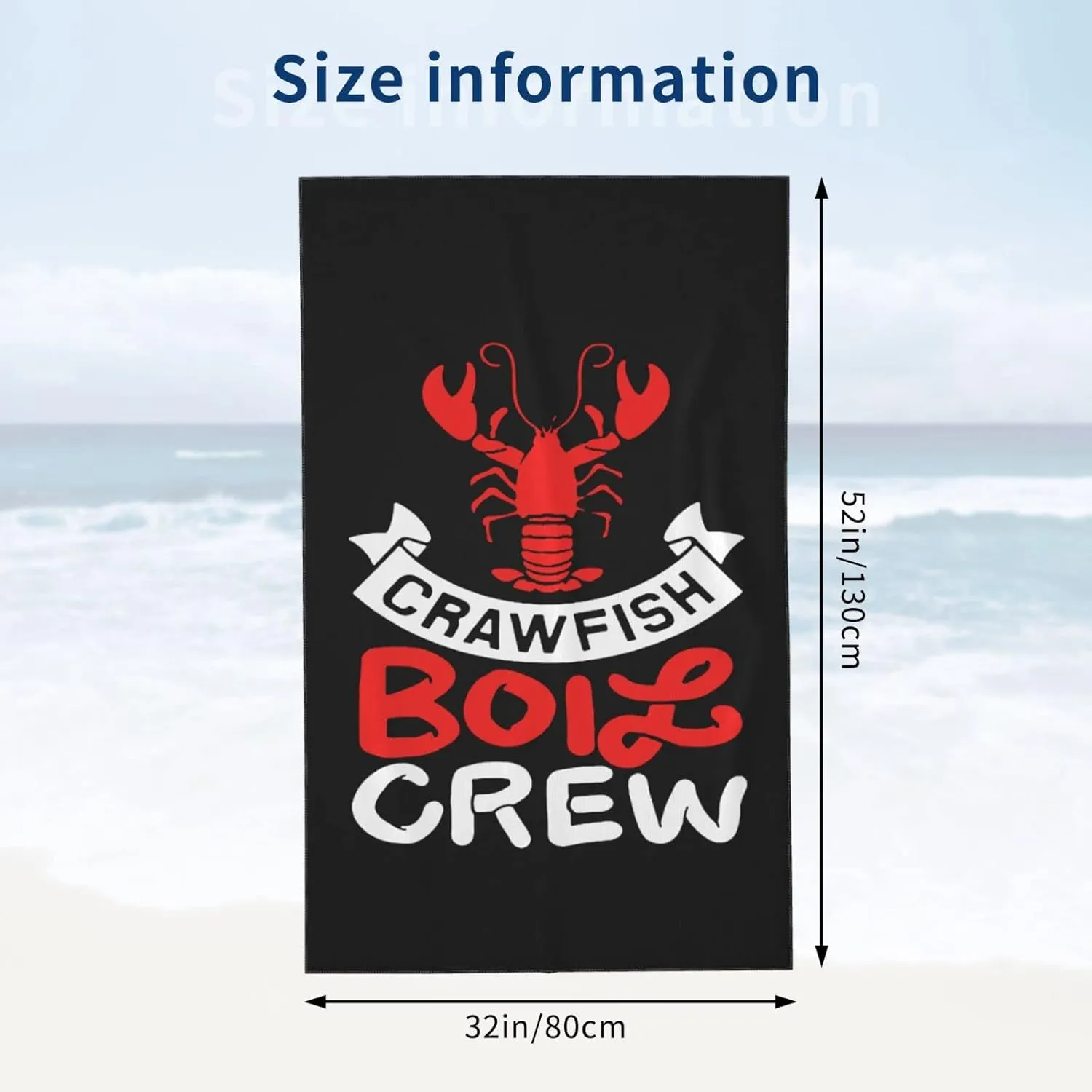 Crawfish Boil Crew Beach Towels Vacation Essentials Quick Dry Sand Free Oversized Bath Pool Swim Towel Extra Large Absorbent Bathroom Towels Adult Travel Accessories