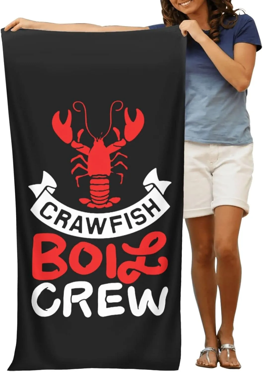 Crawfish Boil Crew Beach Towels Vacation Essentials Quick Dry Sand Free Oversized Bath Pool Swim Towel Extra Large Absorbent Bathroom Towels Adult Travel Accessories