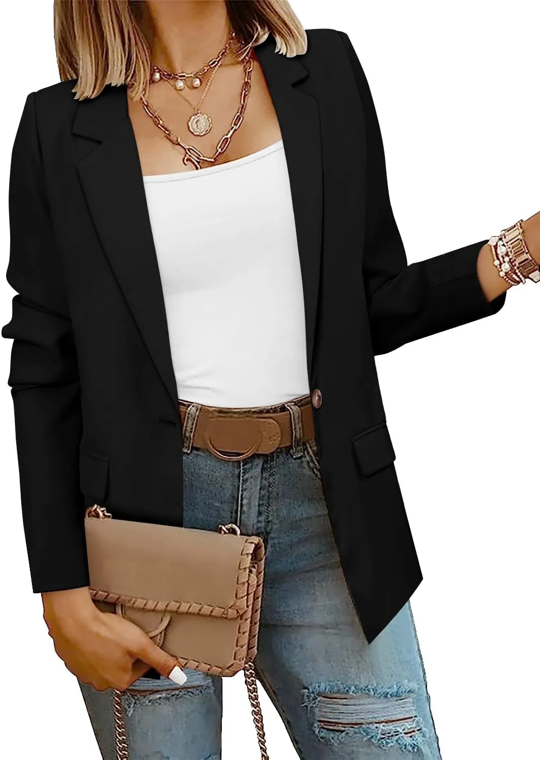CRAZY GRID Women Business Casual Blazers with Lined Professional Work Suit Jacket with Pockets