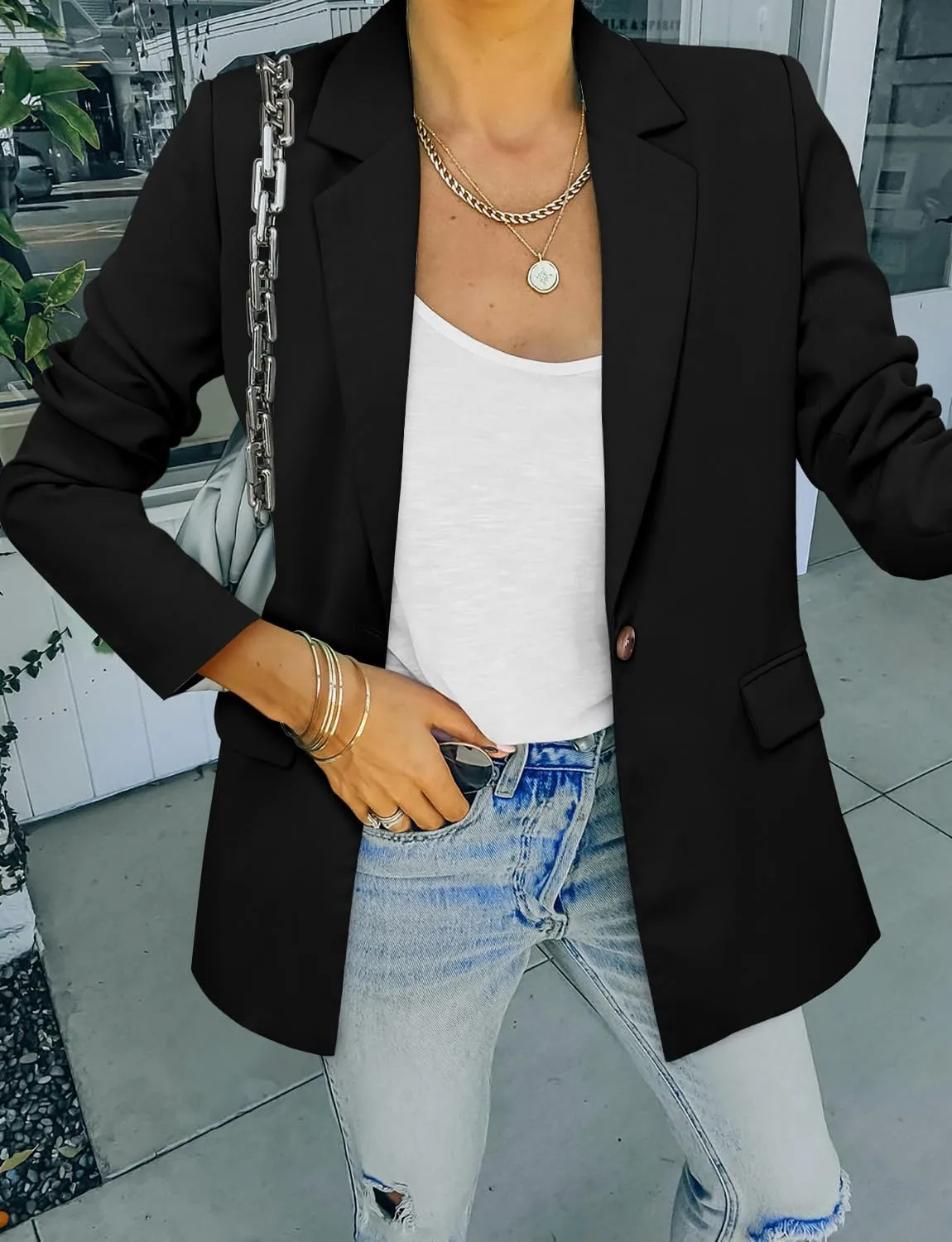 CRAZY GRID Women Business Casual Blazers with Lined Professional Work Suit Jacket with Pockets