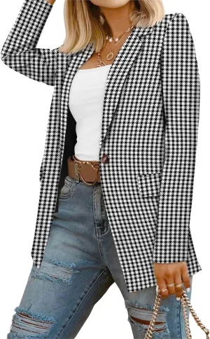 CRAZY GRID Women Business Casual Blazers with Lined Professional Work Suit Jacket with Pockets