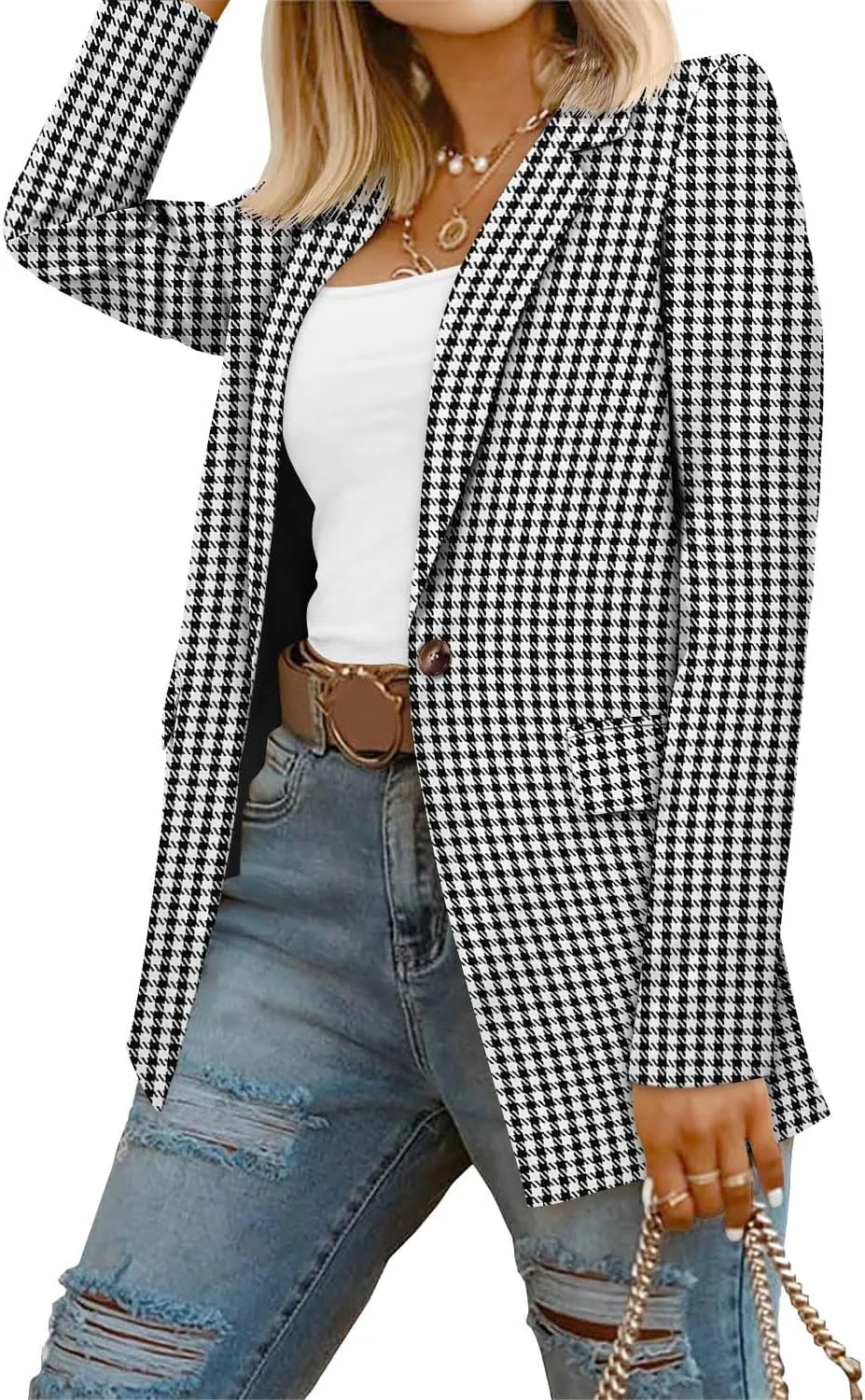 CRAZY GRID Women Business Casual Blazers with Lined Professional Work Suit Jacket with Pockets