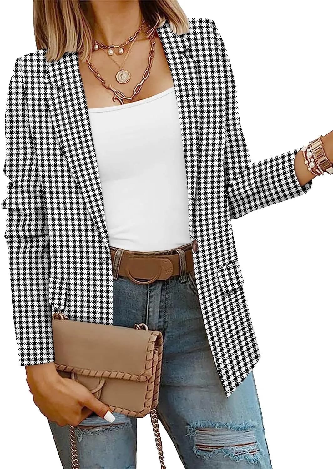 CRAZY GRID Women Business Casual Blazers with Lined Professional Work Suit Jacket with Pockets