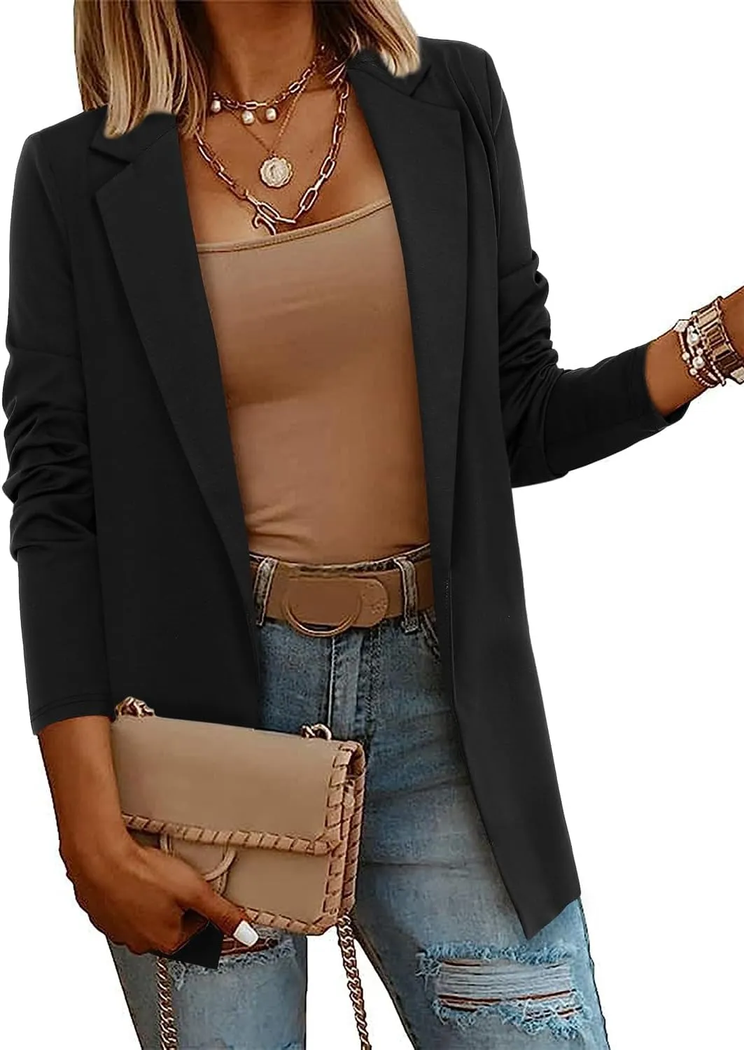 CRAZY GRID Women Casual Blazer Fashion Lightweight with Lined Professional Work Office Suit Jacket