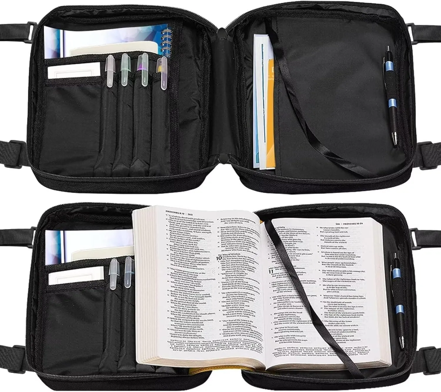 Crazy Horse Bible Covers for Women Men Book Carrier Bible Case Black Horse Bible Tote Bag with Handles Shoulder Strap Bible Holder Church Bag Bible Protective, 11" X 2.4" X 8.6"