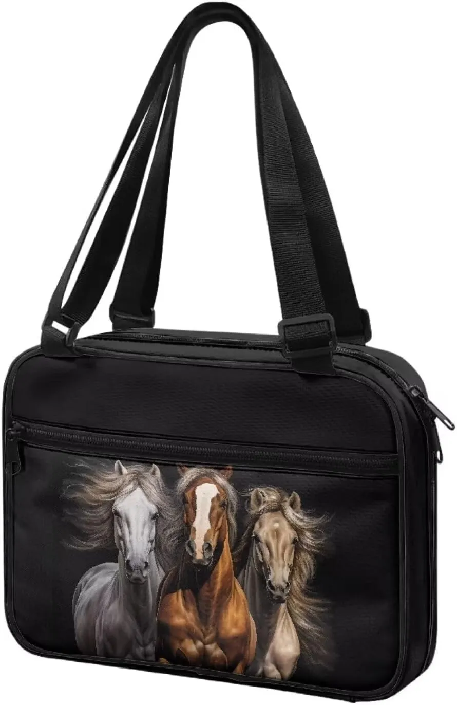 Crazy Horse Bible Covers for Women Men Book Carrier Bible Case Black Horse Bible Tote Bag with Handles Shoulder Strap Bible Holder Church Bag Bible Protective, 11" X 2.4" X 8.6"