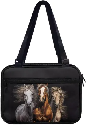 Crazy Horse Bible Covers for Women Men Book Carrier Bible Case Black Horse Bible Tote Bag with Handles Shoulder Strap Bible Holder Church Bag Bible Protective, 11" X 2.4" X 8.6"