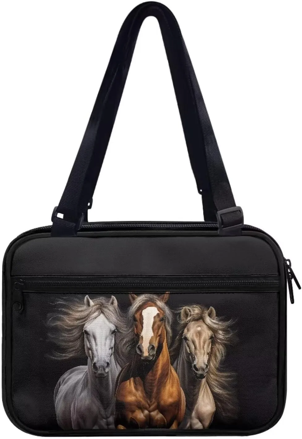 Crazy Horse Bible Covers for Women Men Book Carrier Bible Case Black Horse Bible Tote Bag with Handles Shoulder Strap Bible Holder Church Bag Bible Protective, 11" X 2.4" X 8.6"