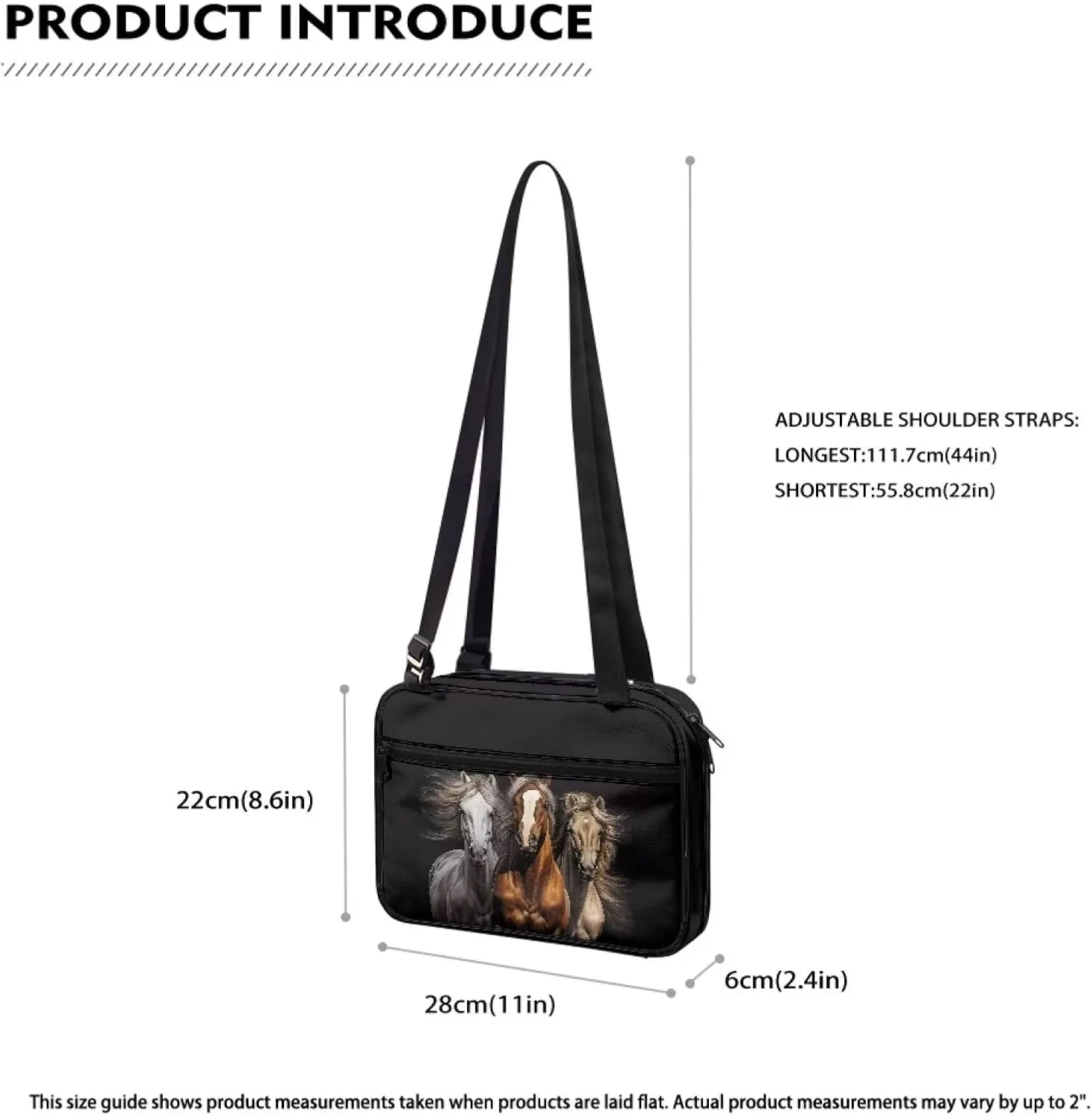 Crazy Horse Bible Covers for Women Men Book Carrier Bible Case Black Horse Bible Tote Bag with Handles Shoulder Strap Bible Holder Church Bag Bible Protective, 11" X 2.4" X 8.6"