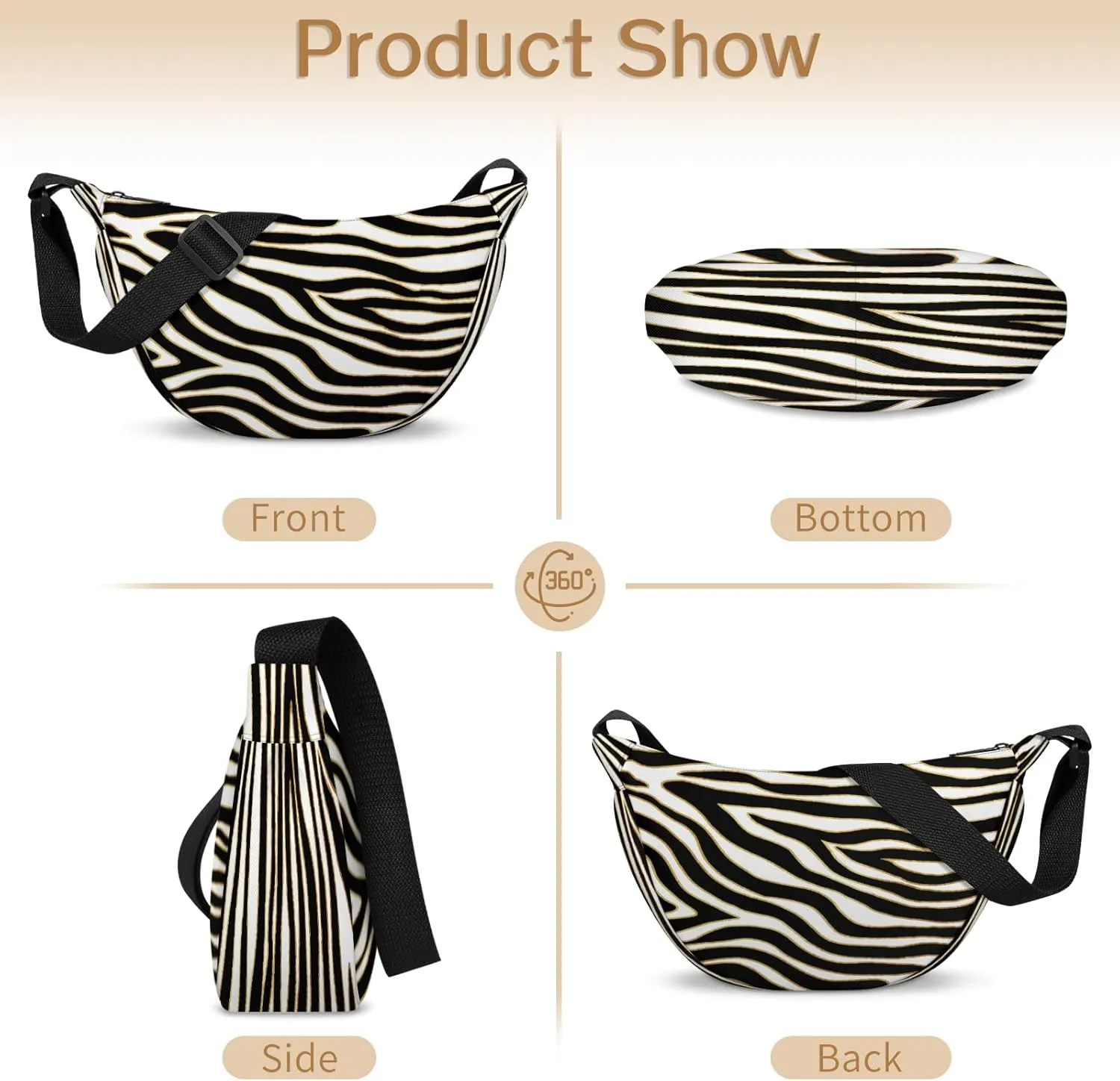 Crossbody Bag for Women Men, Lightweight Small Sling Hobos Dumpling Bag Crescent Purse, Crescent Moon Bag