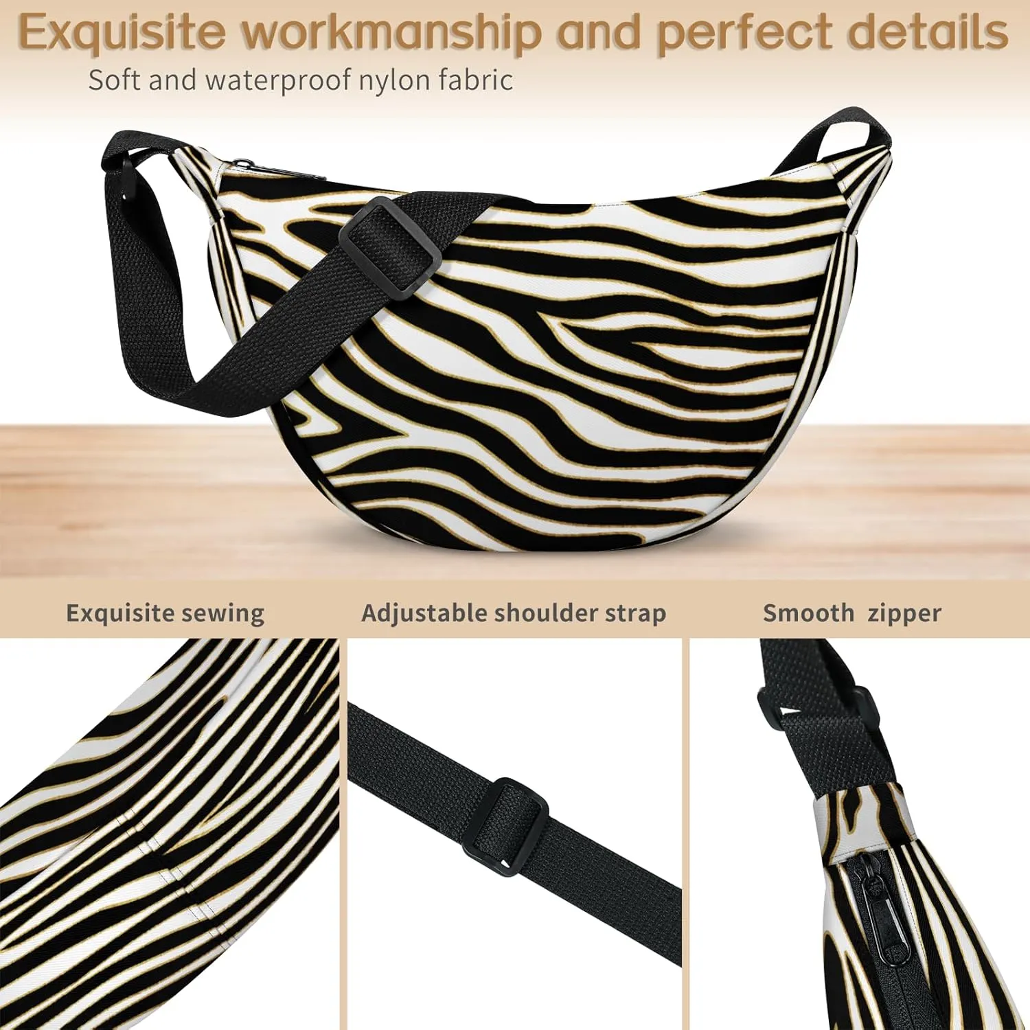 Crossbody Bag for Women Men, Lightweight Small Sling Hobos Dumpling Bag Crescent Purse, Crescent Moon Bag