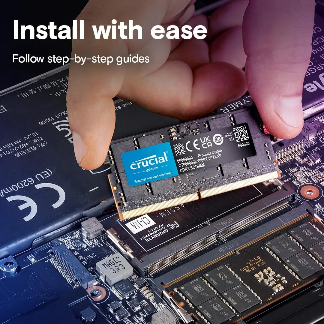 Crucial 64GB DDR5 RAM, 5600MHz (or 5200MHz or 4800MHz) Laptop Memory Kit, SODIMM 262-Pin, Compatible with 13th Gen Intel Core and AMD Ryzen 6000 - CT2K32G56C46S5
