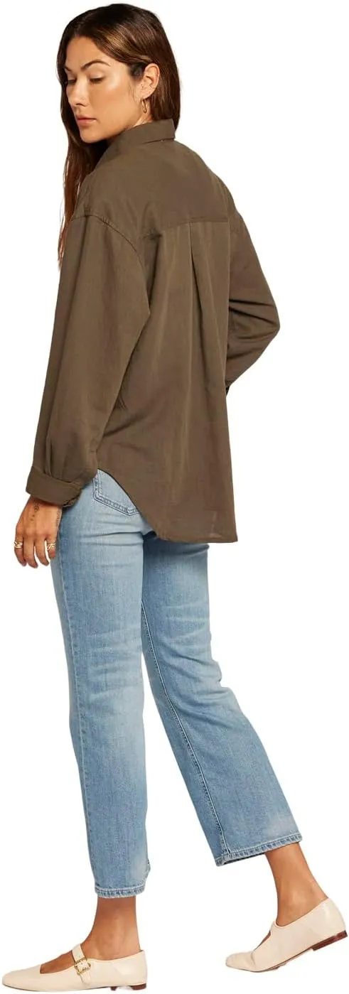Current/Elliott Women’s The Candid Long Sleeve Linen Shirt – Linen Top, Button Down Shirt for Women