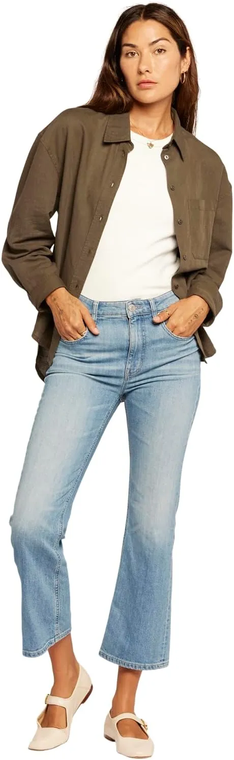 Current/Elliott Women’s The Candid Long Sleeve Linen Shirt – Linen Top, Button Down Shirt for Women