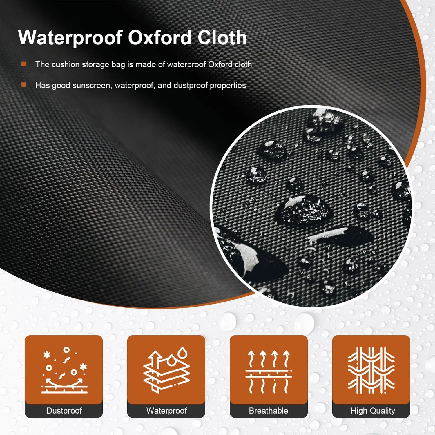 Cushion Storage Bag Garden Waterproof Patio Extra Large Protective Zippered Outdoor Cushions Furniture Oxford Fabric Covers Box 68 x 30 x 20 inch Black