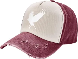 Cute-Crow-Raven-Black-Bird-Animal Unisex Adjustable Washable Denim Cowboy Hat Outdoor Travel Casual Hat Sandwich Hat