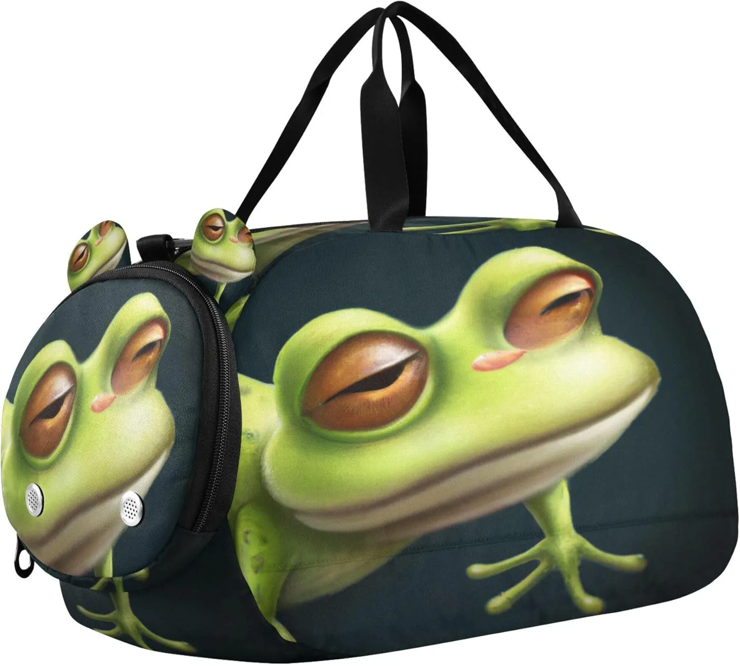 Cute Frogs Kids Overnight Sports Duffel Bags with Shoe Compartment & Wet Pocket Travel Sport Gym Bag for Girls Boys