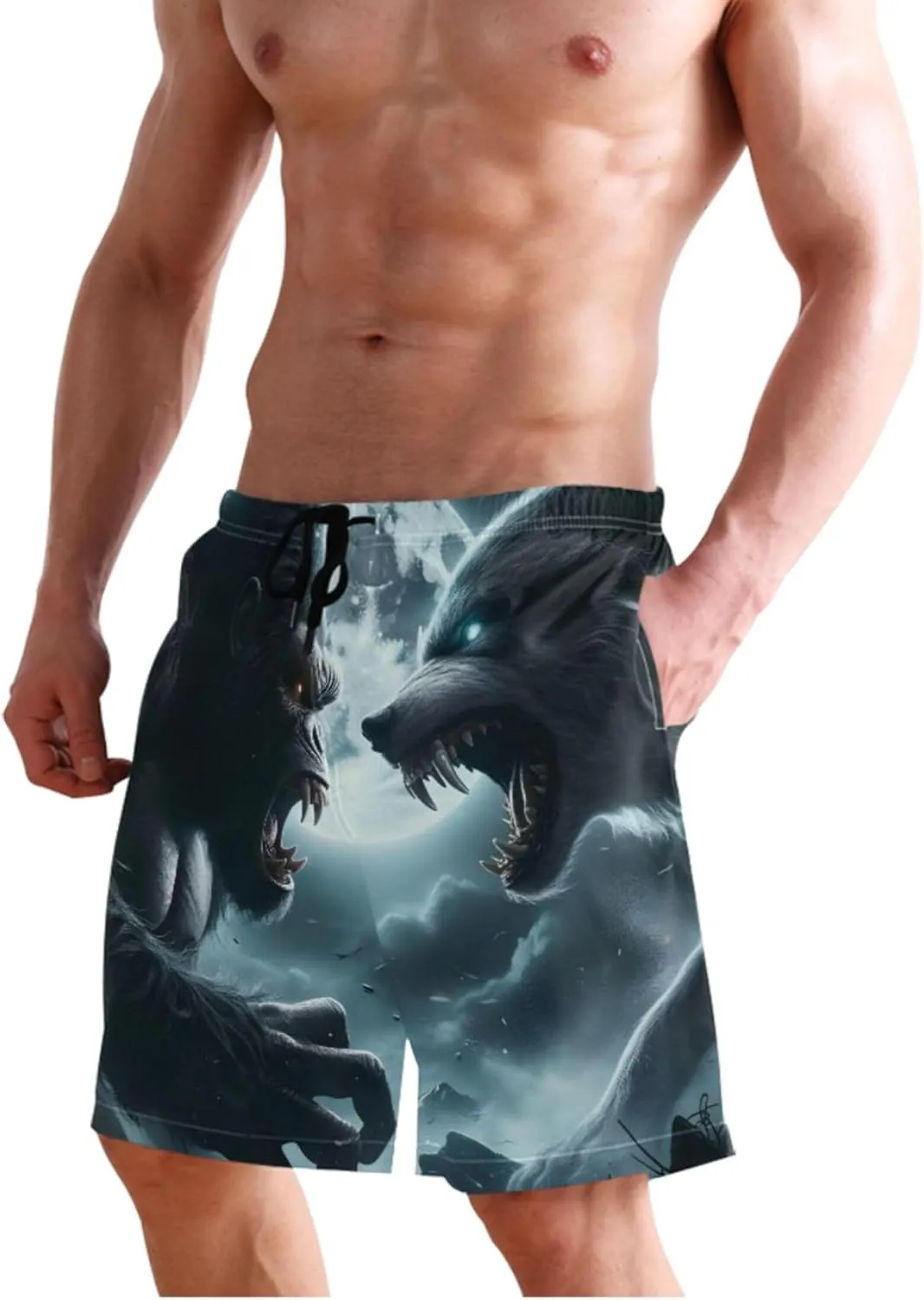Cute Monkey Banana Beige Men's Swim Trunks Funny Men's Swimming Trunks Vacation Bathing Suit Quick Dry S
