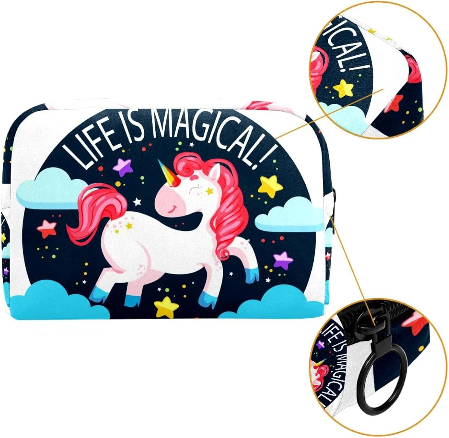 Cute Unicorn Inspirational Lettering Small Makeup Bags for Women Teen Girls, Makeup Storage Bag with Zipper Accessories Organizer Bag for Travelling