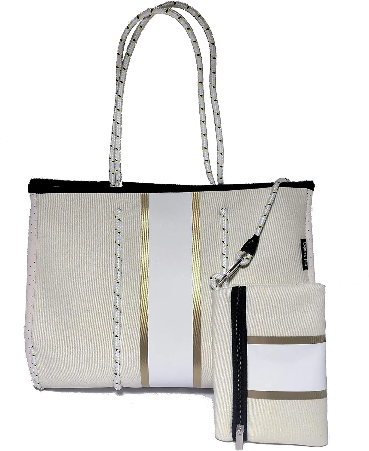Dallas Hill Designs Large Tote Bag for Women | Neoprene Shoulder Purse | Travel, Beach, Gym Handbag | Extra Pouch