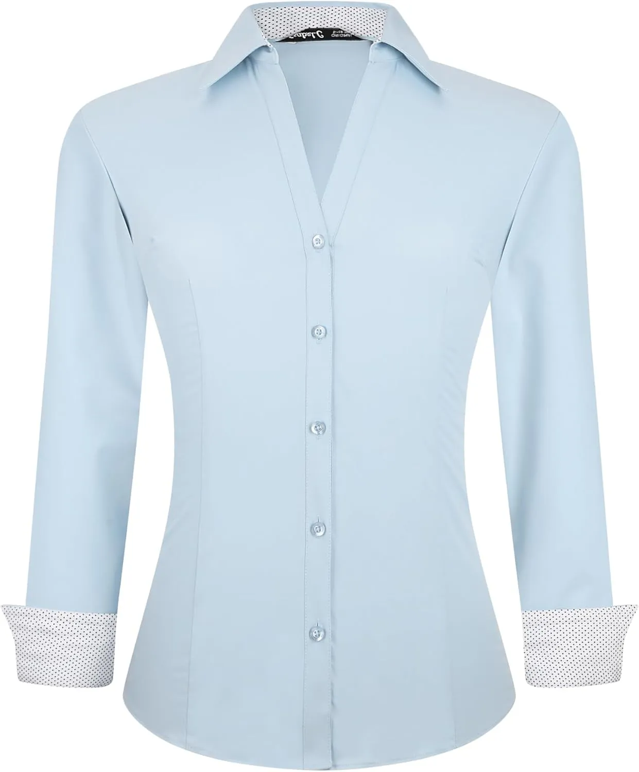 Damipow Womens Dress Shirts Wrinkle Free Button Down Shirt Long Sleeve Blouses for Work Professional