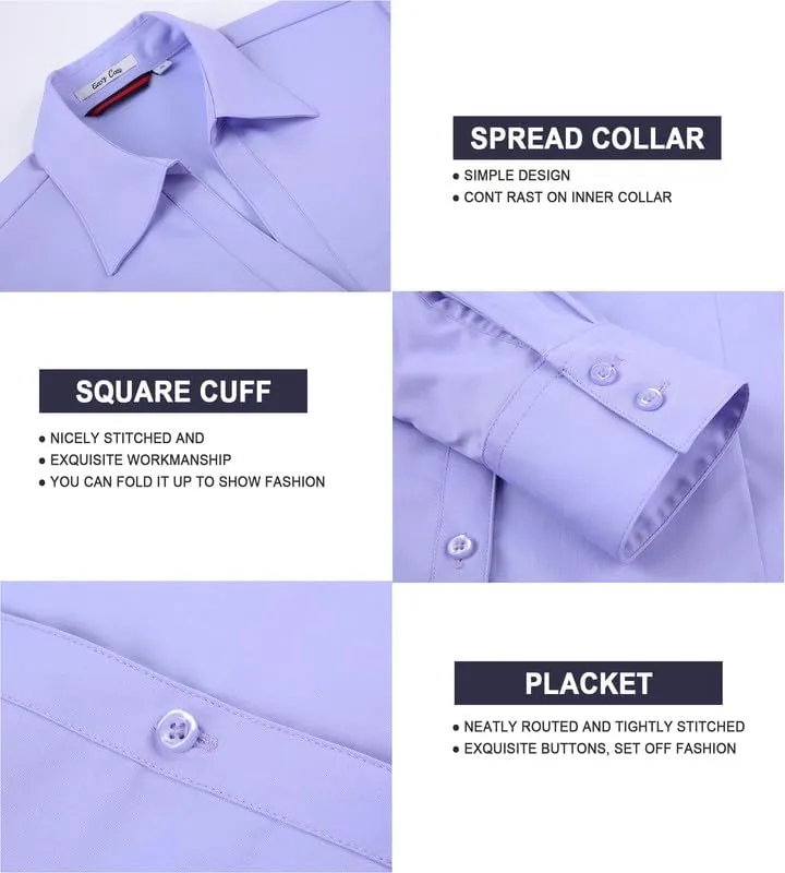 Damipow Womens Dress Shirts Wrinkle Free Button Down Shirt Long Sleeve Blouses for Work Professional