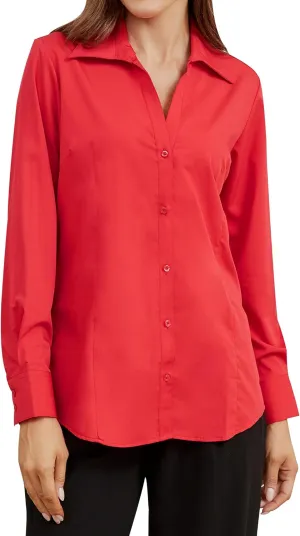 Damipow Womens Dress Shirts Wrinkle Free Button Down Shirt Long Sleeve Blouses for Work Professional