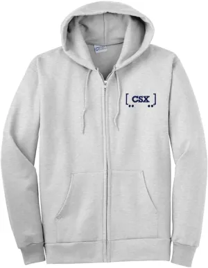 Daylight Sales CSX boxcar Logo Embroidered Zippered Hoodie Sweatshirt [222]