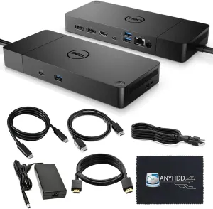 Dell WD19S Docking Station Dual Monitor Bundle - Dell Dock with 180W Power Supply   HDMI Cable   DisplayPort Cable   USB-C Cable   Microfiber Cloth