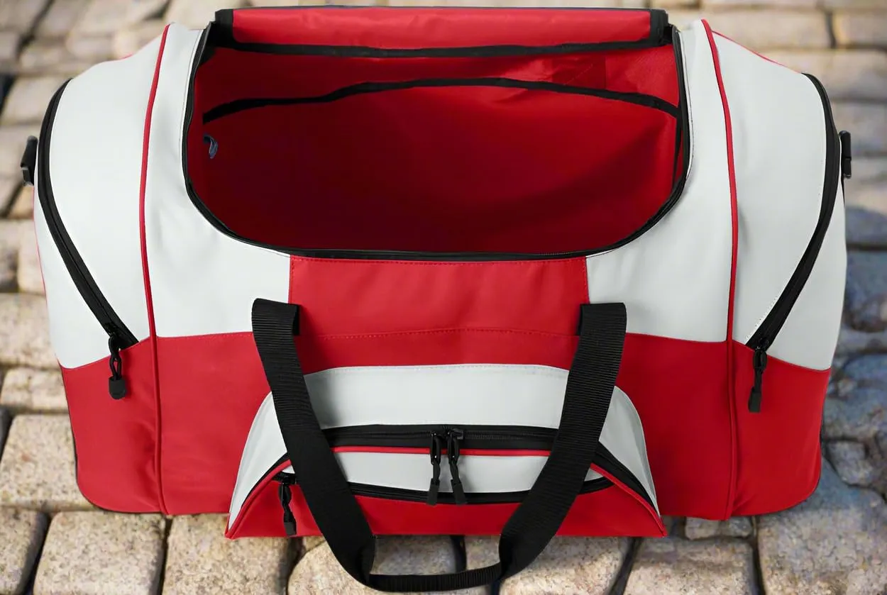 DELUXE University of Georgia Suitcase Duffel Bag or LARGE Georgia Bulldogs Gym Bag Gear Duffle (Red)