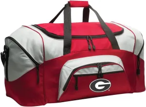 DELUXE University of Georgia Suitcase Duffel Bag or LARGE Georgia Bulldogs Gym Bag Gear Duffle (Red)