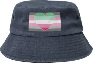 Demigirl Abro-Pride Flag LGBTQ Fashion Cowboy Denim Fisherman Hat Outdoor Fishing Cap Sun
