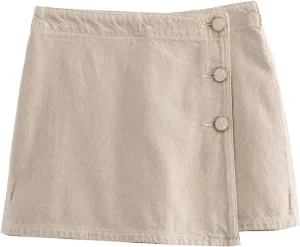 Denim Skort for Women Casual Jean Skirt Country Concert Outfits Cargo Wrap Skirt with Pockets 2024
